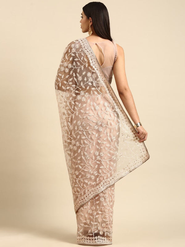 Kalini Embroidered Beads And Stones Embellished Net Saree - Distacart