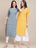 Thumbnail for Kalini Women Pack of 2 Geometric Printed Crepe Kurtas - Distacart