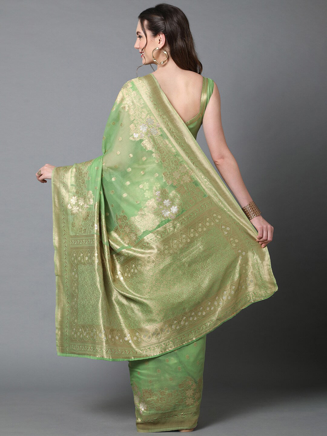 Mitera Green Silk Blend Ethnic Motifs Woven Designed Banarasi Saree - Distacart
