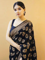 Thumbnail for Kalini Ethnic Motifs Woven Design Silk Cotton Banarasi Saree - Distacart