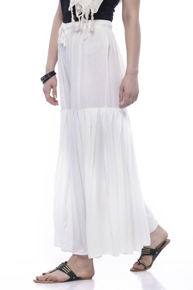 Mominos Fashion Reyon Cotton Off White Palazzo - Distacart