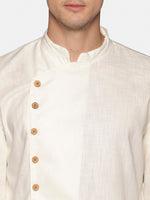 Thumbnail for Sethukrishna Men Off White Angrakha Pure Cotton Kurta with Churidar - Distacart