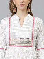 Thumbnail for Khushal K Women White Printed Empire Design Anarkali Kurta - Distacart