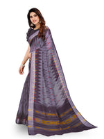 Thumbnail for Kalini Purple & Mustard Zari Ikat Saree - Distacart