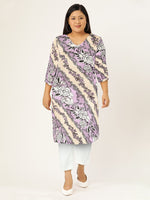 Thumbnail for Sangria Floral Printed Curved Hem Kurta - Distacart