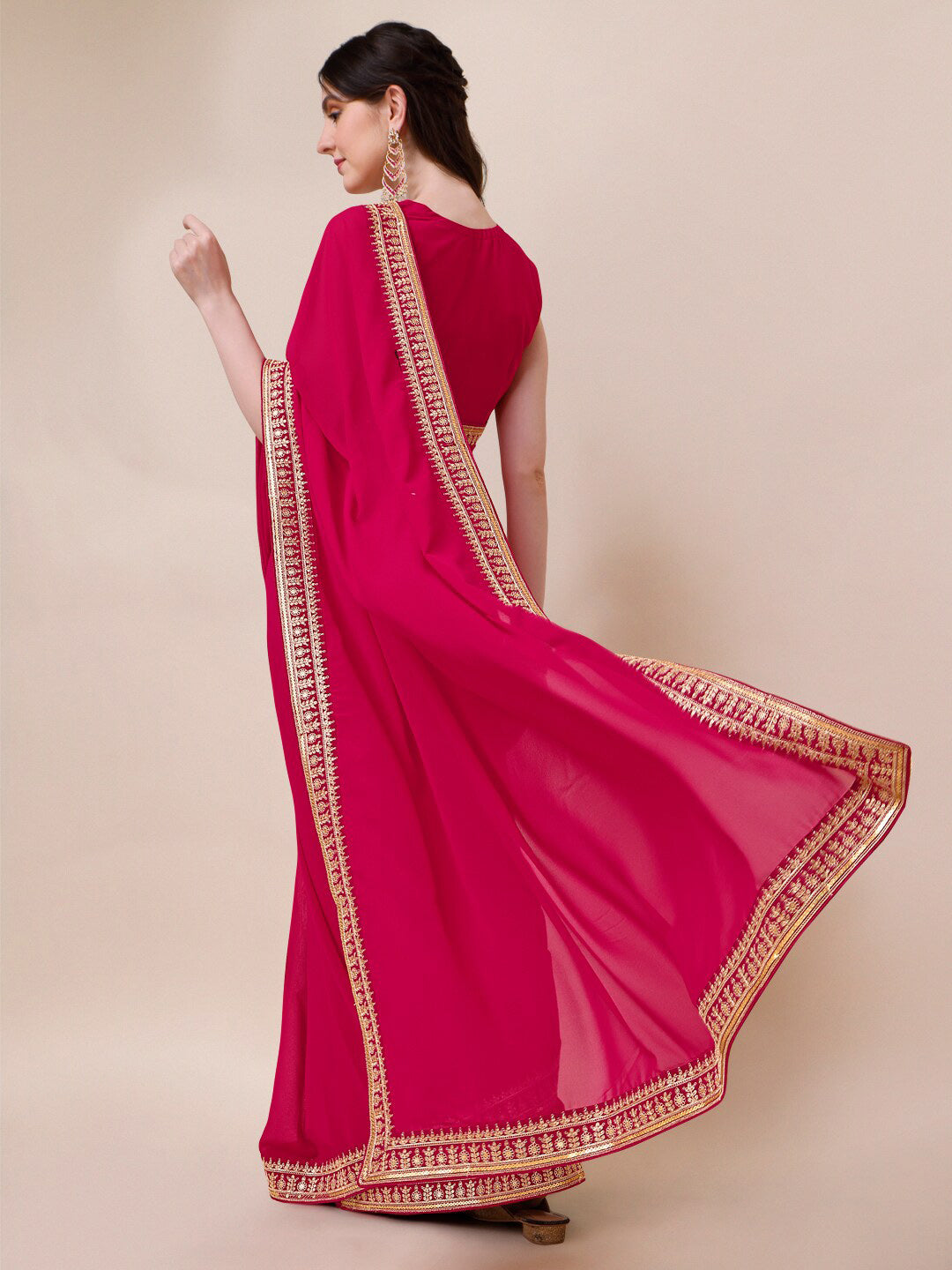Sangria Embroidered Saree With Blouse - Distacart
