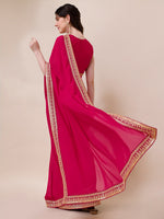 Thumbnail for Sangria Embroidered Saree With Blouse - Distacart