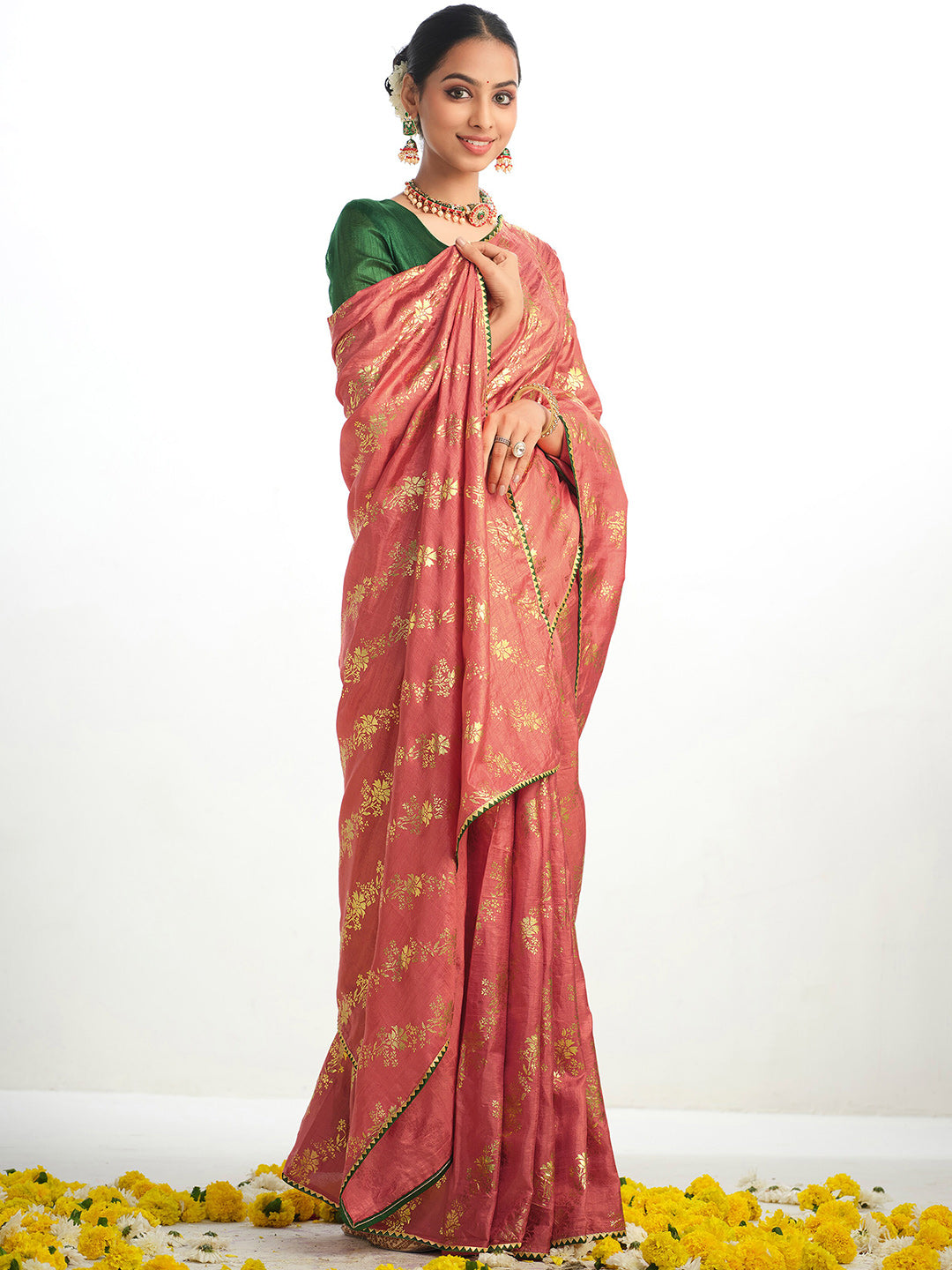 Sangria Ethnic Motifs Printed Zari Saree - Distacart