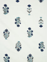Thumbnail for Rajasthan Decor Cream-Coloured & Blue Ethnic Motifs 180 TC Cotton 1 King Bedsheet with 2 Pillow Covers - Distacart