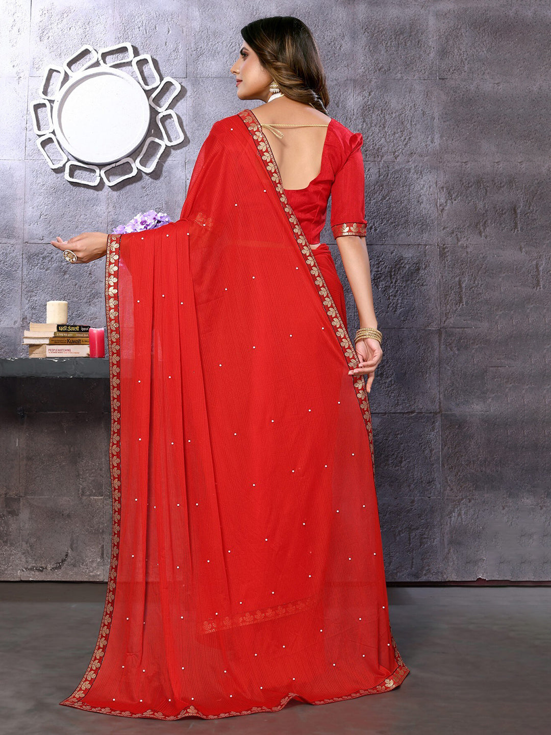Kalini Embellished Beads & Stones Zari Saree - Distacart