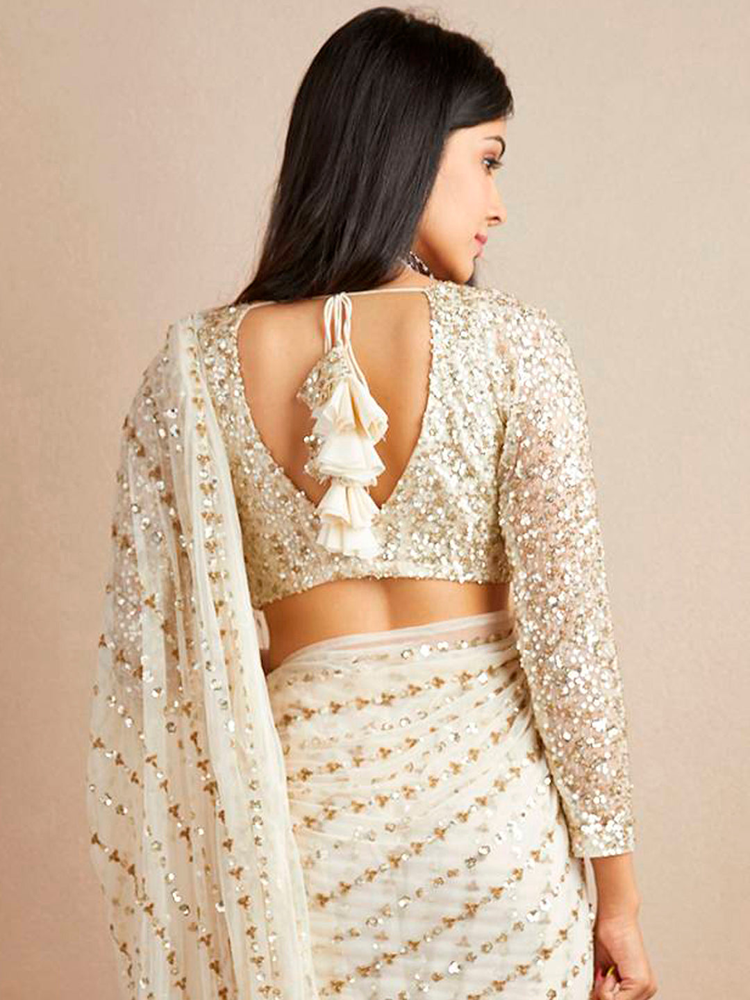 Sangria Georgette Ethnic Embellished Party Wear Saree - Distacart