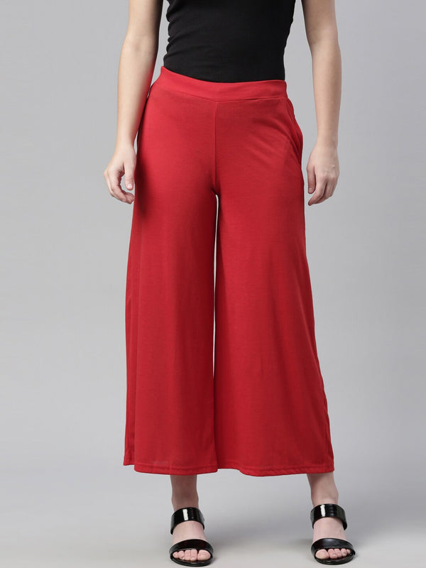 Souchii Red Knitted Ethnic Palazzos For Women - Distacart