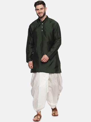Sethukrishna Men Green Striped Kurta with Dhoti Pants - Distacart