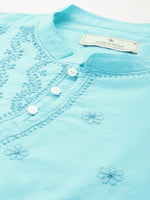 Thumbnail for House of Pataudi Men Pure Cotton Embroidered Chikankari Jashn Kurta with Churidar - Distacart