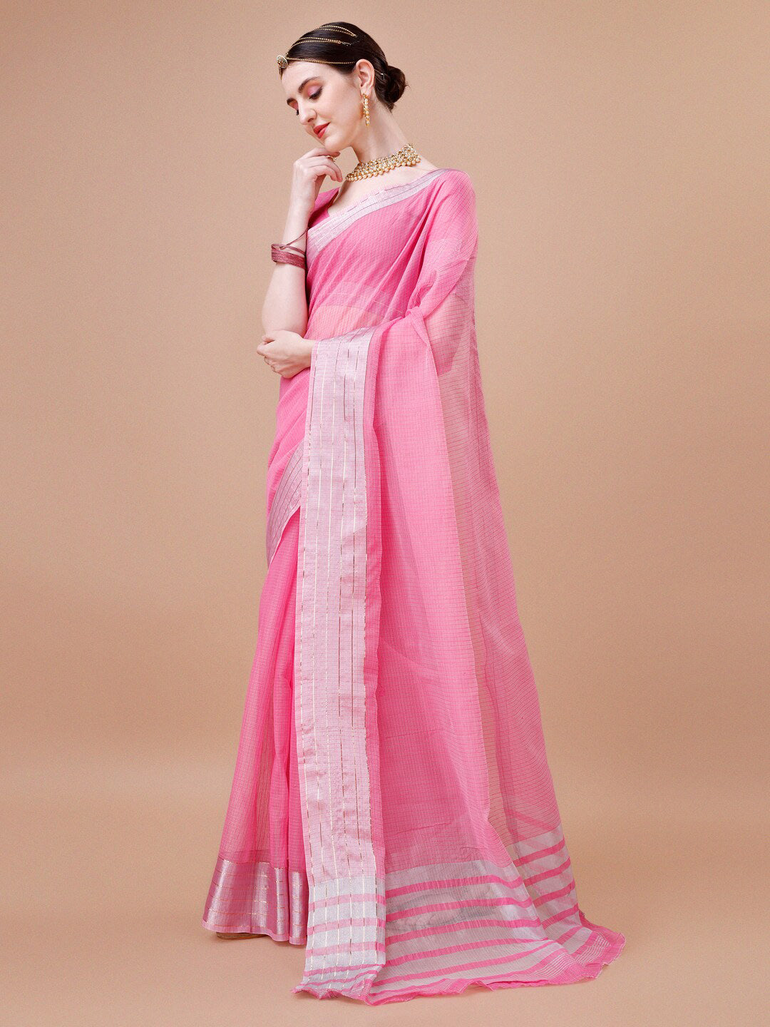 Kalini Checked Zari Kota Saree - Distacart