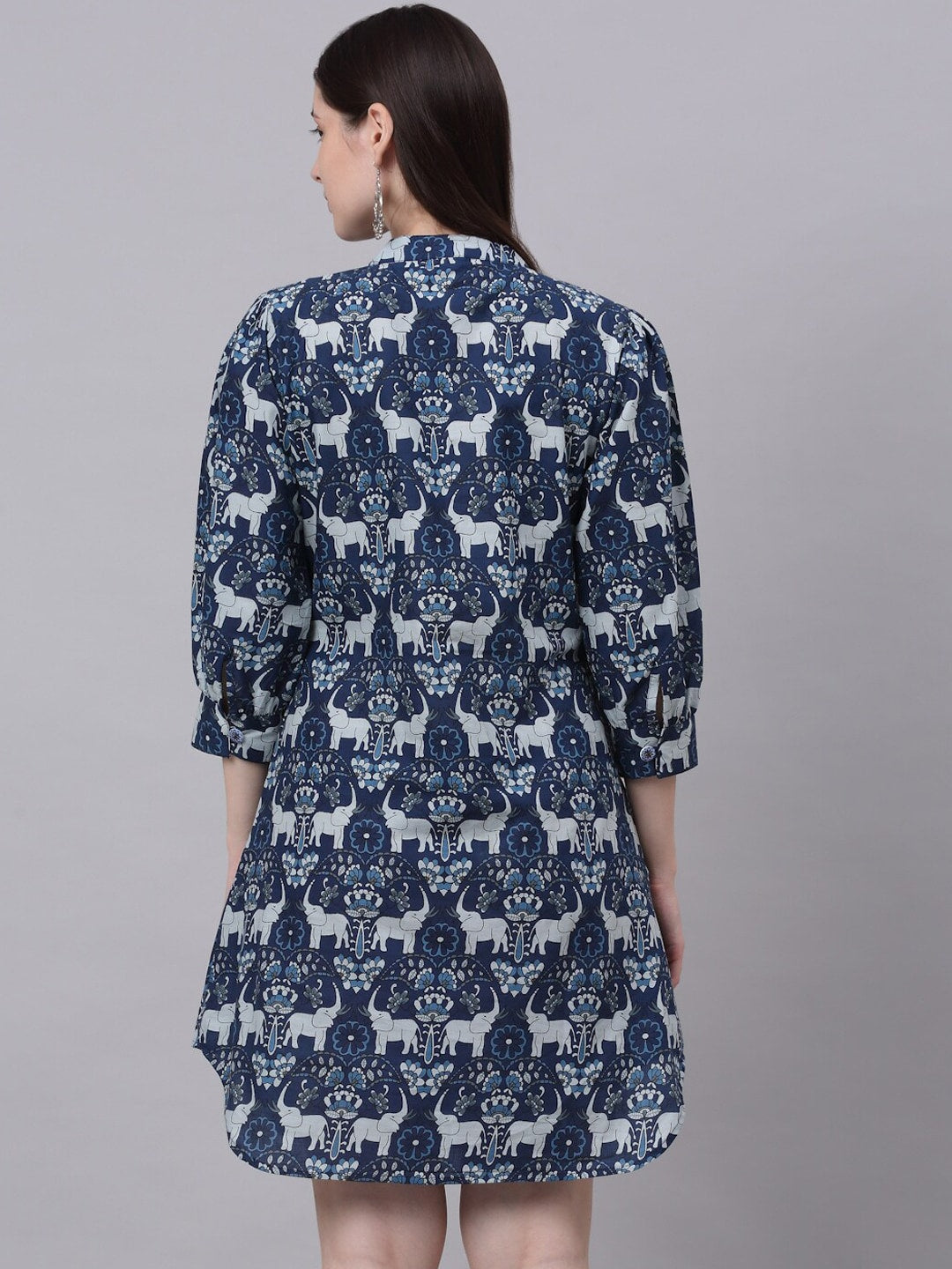 Kalini Women Navy Blue Ethnic Motif Short A-Line Kurta - Distacart