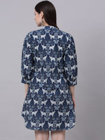 Thumbnail for Kalini Women Navy Blue Ethnic Motif Short A-Line Kurta - Distacart