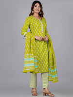 Thumbnail for Kalini Women Floral Printed Gotta Patti Pure Cotton Kurta With Trousers & Dupatta - Distacart