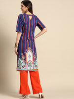 Thumbnail for Sangria Striped & Printed Detail Kurta - Distacart