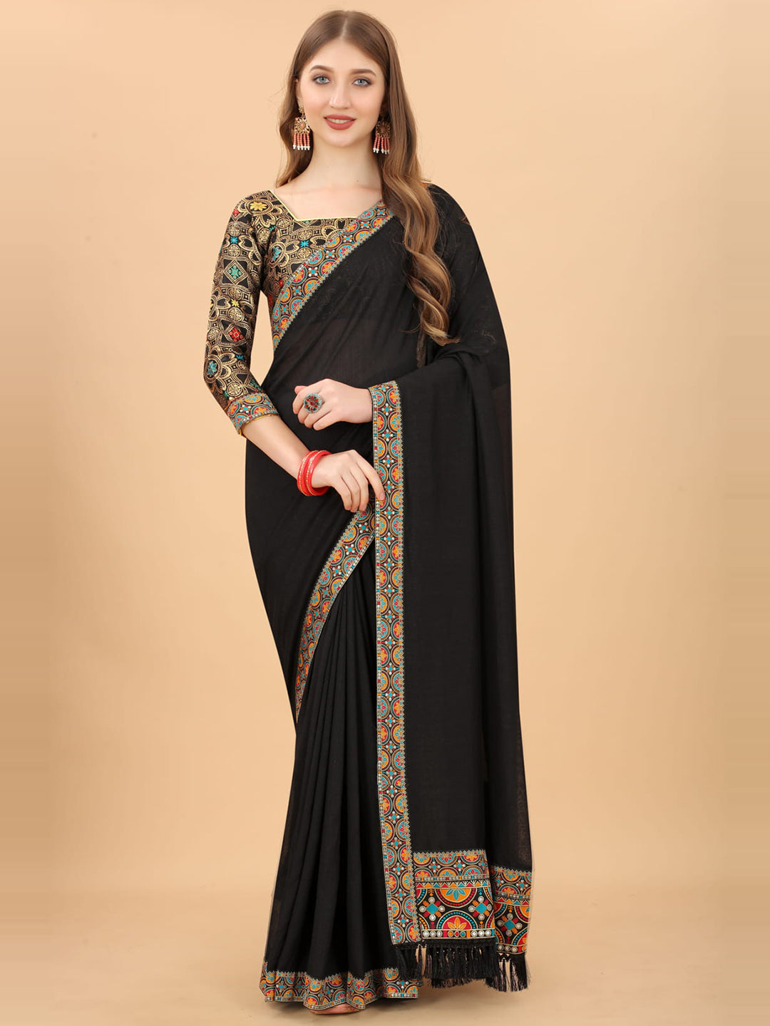 Kalini Zari Silk Blend Dharmavaram Saree - Distacart
