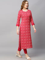Thumbnail for Kalini Women Bandhani Printed Notched Neck Kurta with Trousers - Distacart