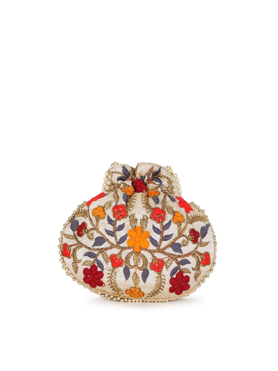 Anekaant Set of 2 Floral Embroidered Potli Clutches - Distacart
