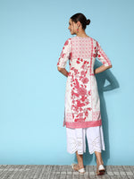 Thumbnail for Sangria Women Floral Printed Keyhole Neck Floral Kurta - Distacart