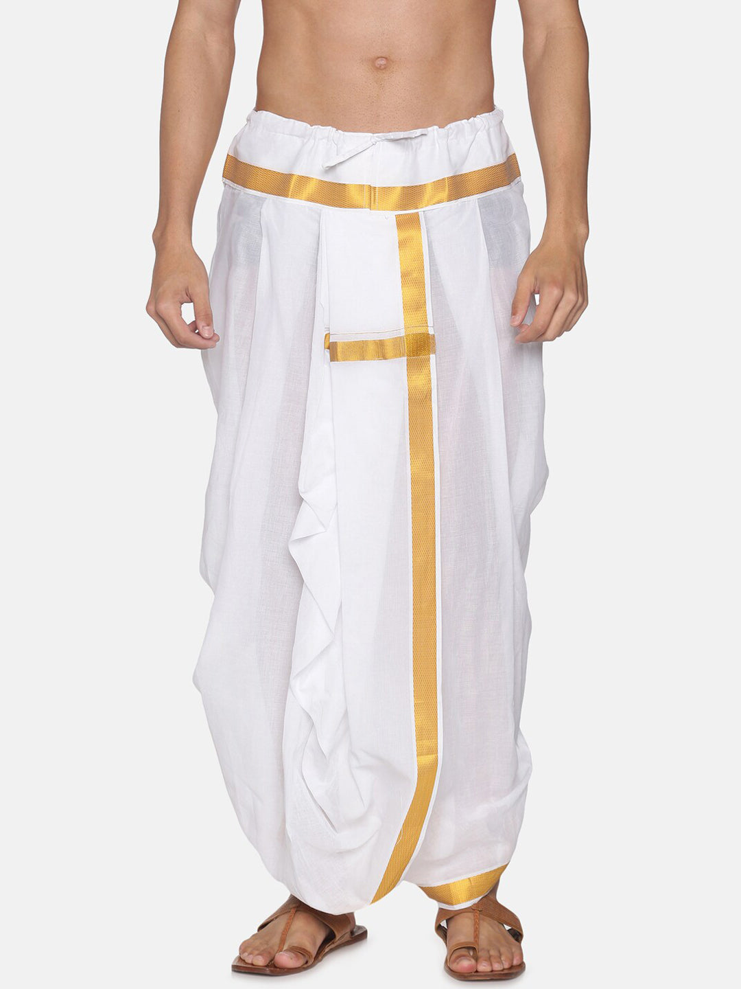 Sethukrishna Men White Readymade Cotton Dhoti - Distacart