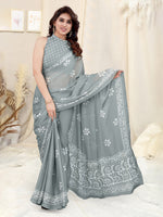 Thumbnail for Kalini Batik Poly Chiffon Block Print Saree With Blouse Piece - Distacart