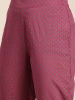 Thumbnail for Sangria Women Purple Ethnic Motifs Printed Pure Cotton Kurta with Trousers - Distacart