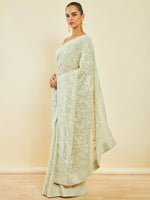 Thumbnail for Soch Green Floral Embroidered Beads and Stones Detailed Saree - Distacart