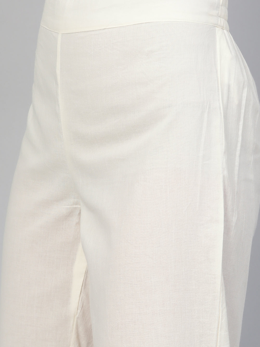 Sangria Women Off-White & Golden Yoke Design Kurta with Trousers - Distacart