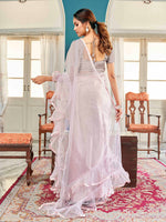 Thumbnail for Tikhi Imli Floral Sequinned Satin Half and Half Saree - Distacart