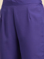 Thumbnail for Sangria Women Purple Printed Kurta with Trousers - Distacart