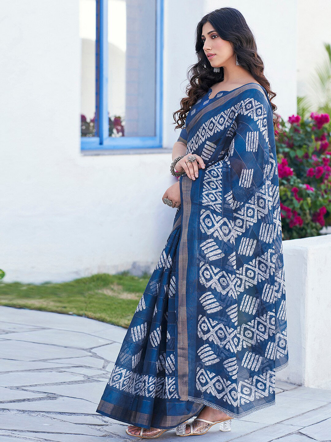 Kalini Batik Printed Zari Bagh Sarees - Distacart