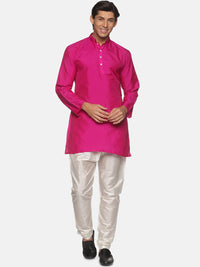 Thumbnail for Sethukrishna Men Pink Solid Kurta with Pyjamas - Distacart