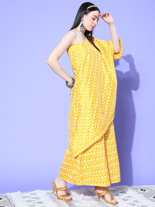 InWeave Women's Light Yellow Mirror Work Oneshoulder Kurta Set - Distacart