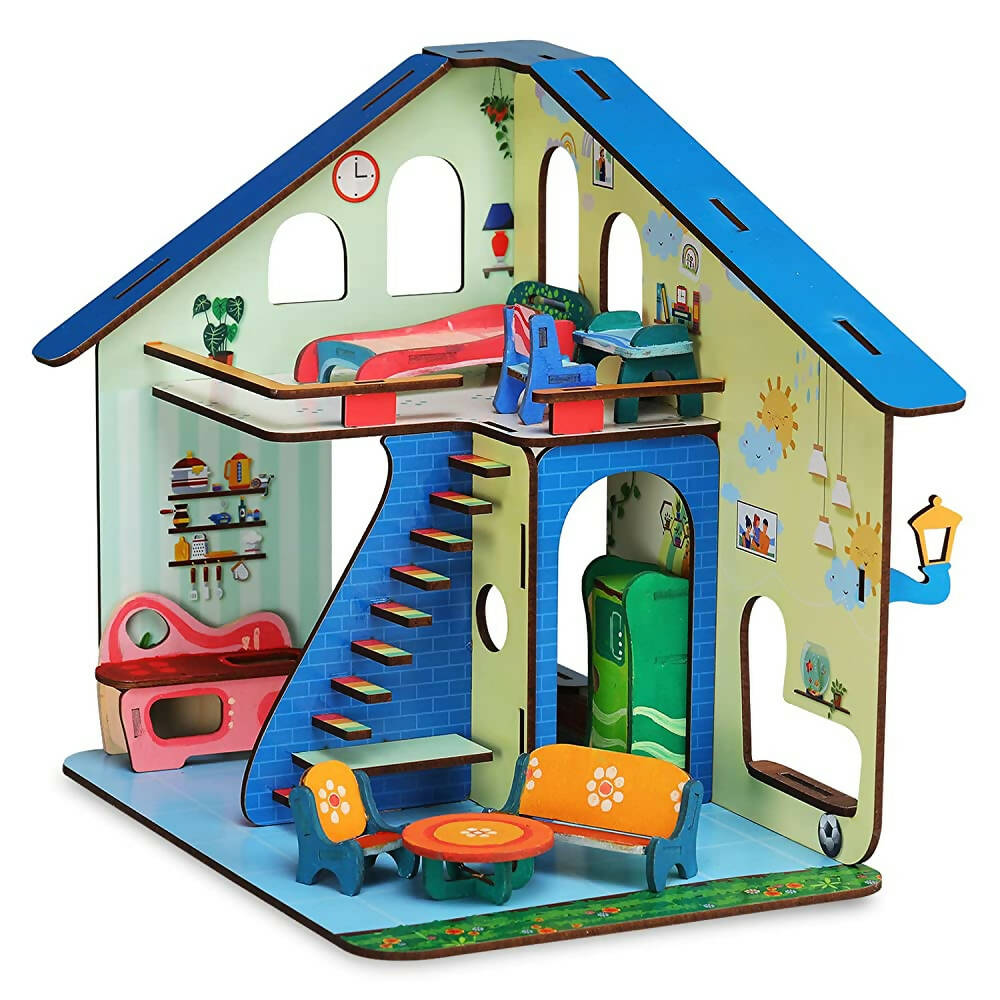 Webby Bloomvilla A Florists Home All Side Play Wooden Doll House - Distacart