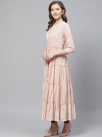 Thumbnail for Biba Women Peach-Coloured Printed Layered Tiered Anarkali Kurta - Distacart