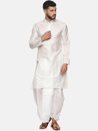 Thumbnail for Sethukrishna Men White Solid Kurta with Dhoti Pants - Distacart