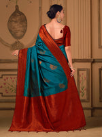 Thumbnail for Sangria Ethnic Motifs Woven Design Zari Saree - Distacart