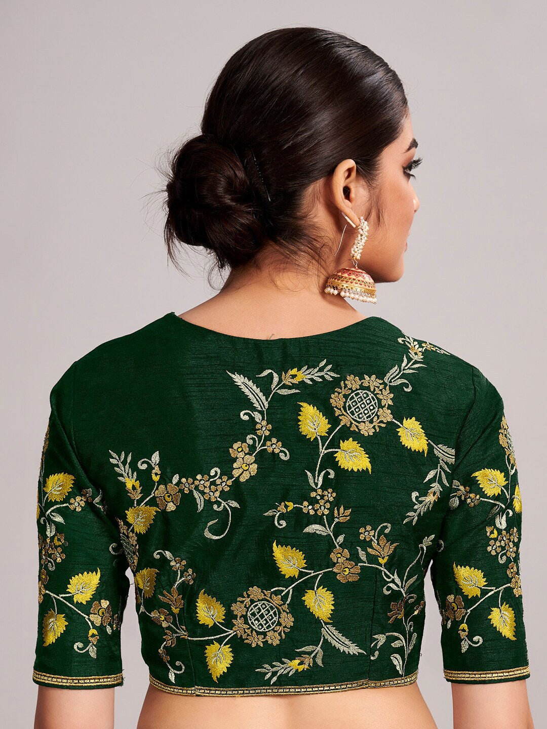 Mitera Yellow & Green Embellished Beads and Stones Silk Blend Saree - Distacart