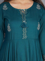Thumbnail for Kalini Women Green Ethnic Motifs Embroidered Keyhole Neck Anarkali Kurta - Distacart