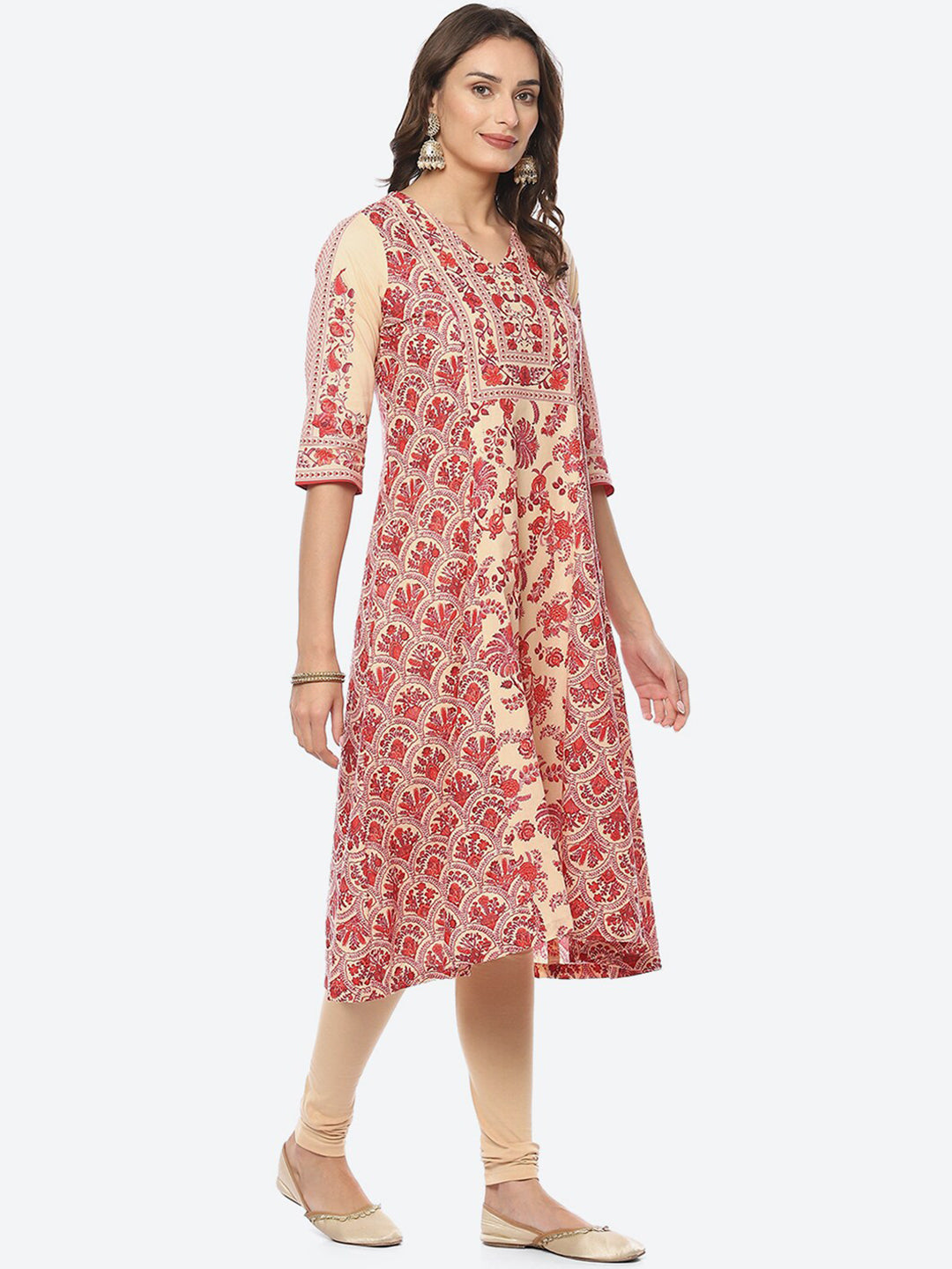 Biba Women Plus Size Floral Printed Kurta With Churidar & Dupatta - Distacart