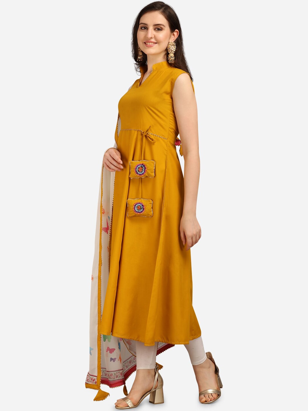 Kalini Women Mustard Yellow Gotta Patti Kurta With Dupatta - Distacart