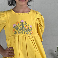 Thumbnail for ArthLife Yellow Flower Embroidered Dress - Distacart