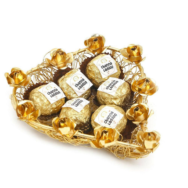 Ghasitaram Mesh Heart Tray Of Channa Laddoos - Distacart