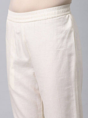 Yufta Women Off-White Yoke Design Kurta with Trouser