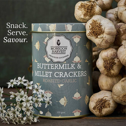 Monsoon Harvest Buttermilk & Millet Crackers Roasted Garlic