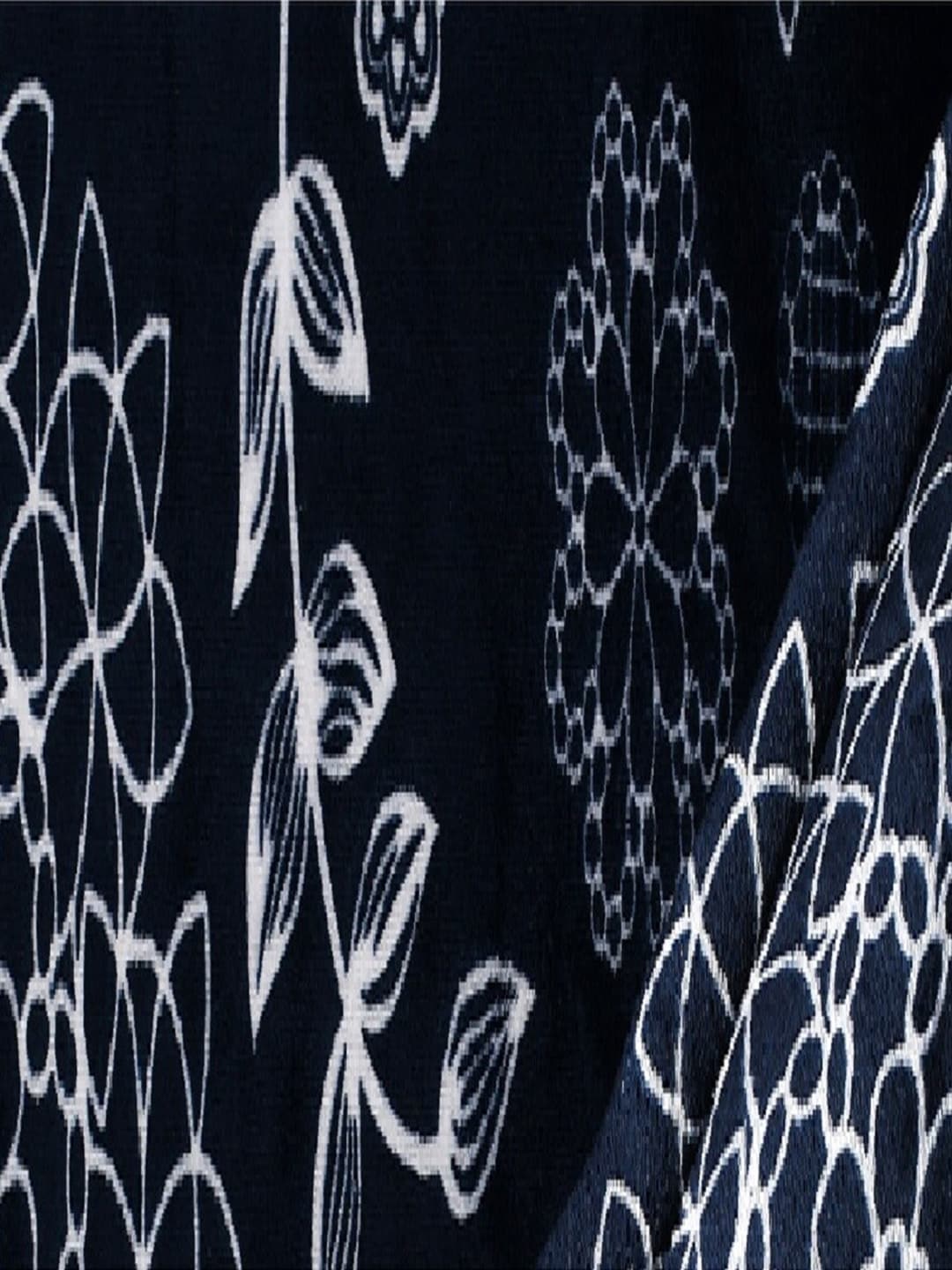 Stylespace by Isha Navy Blue & White Floral Velvet 300 TC Fitted King Bedsheet Set - Distacart